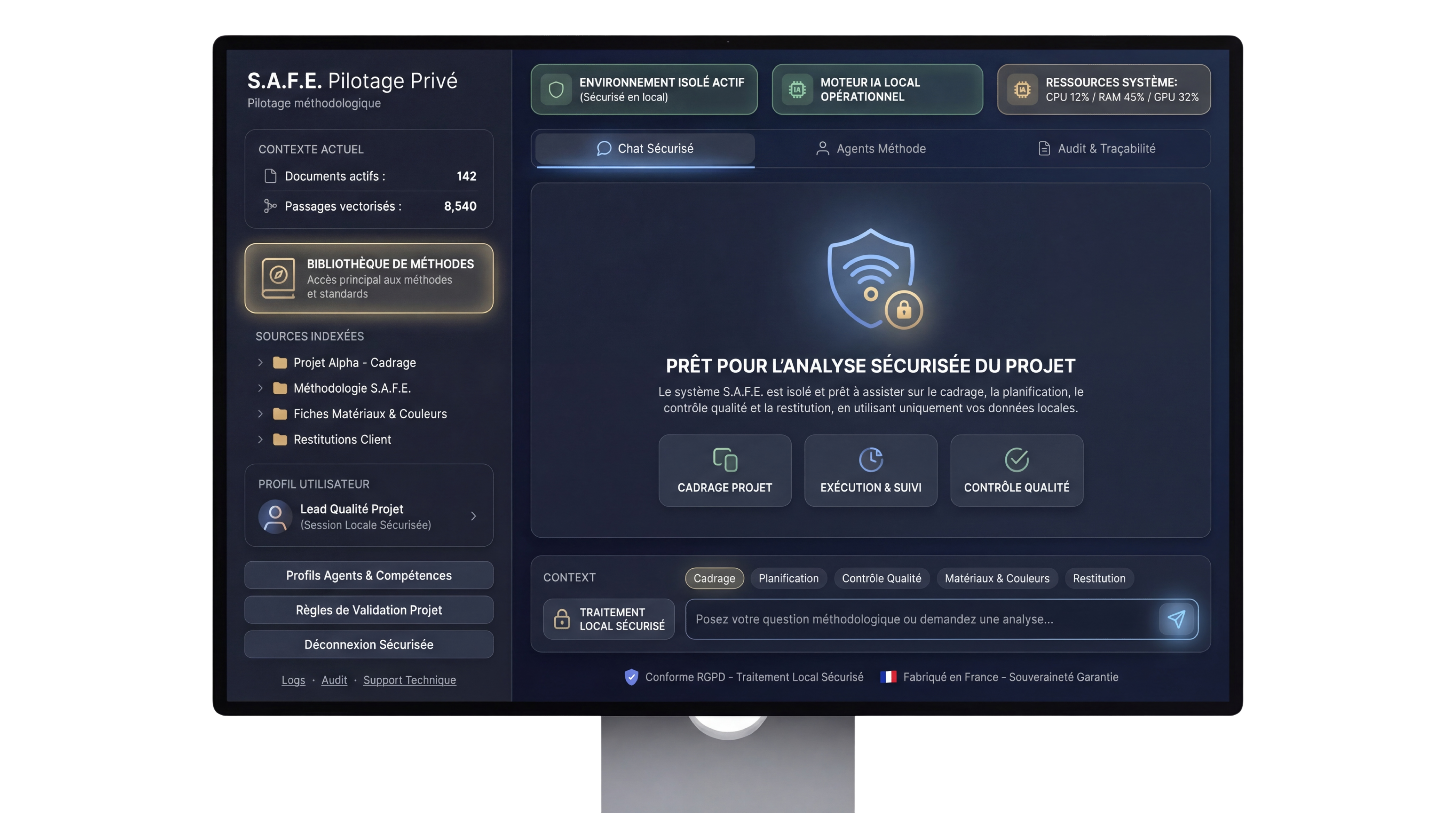 Aperçu du Cockpit S.A.F.E. Pilotage Privé